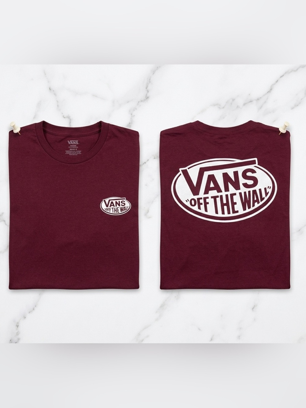Vans Off The Wall Men's Medium Burgundy Graphic Skate T-Shirt Streetwear